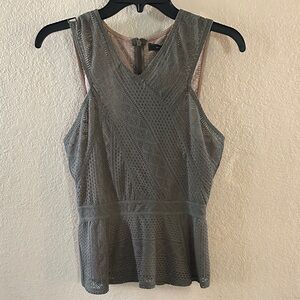 BCBGMaxAzria Olive Lace Sleeveless Top
